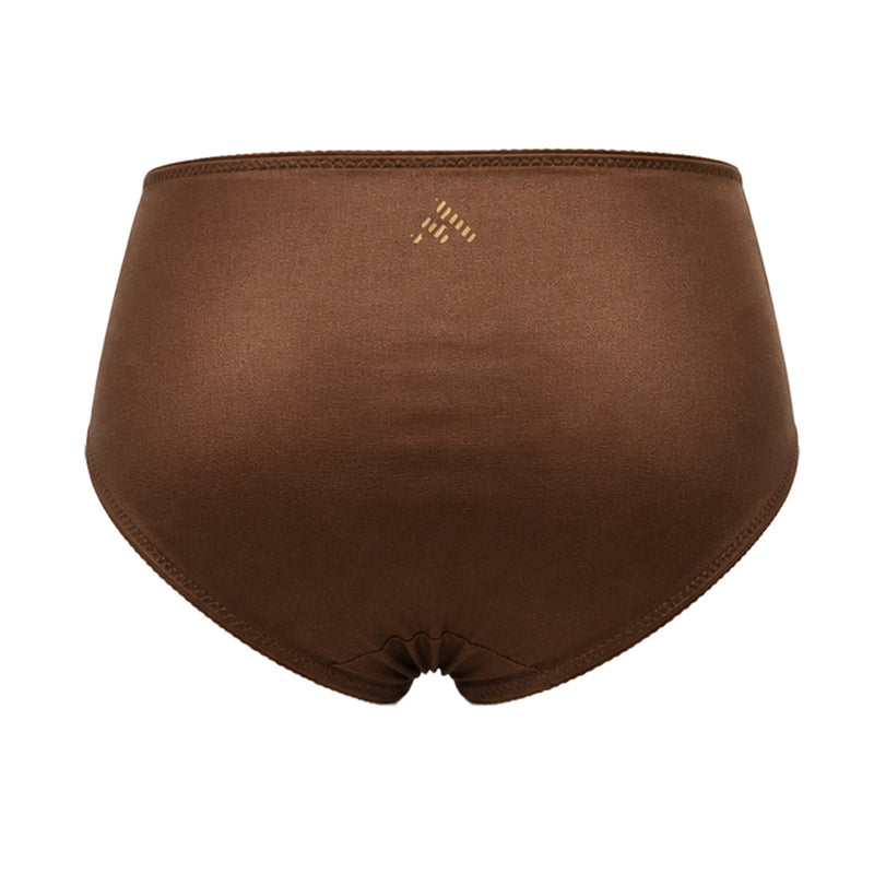 MAROON Find My Skin Tone Nylon Spandex High Rise Briefs Soft Stretchy Full Coverage High Waist Hold Zero Roll Grip Vanishing Waistband Hipster Pack of 2 Panties. Caramel,Chocolate