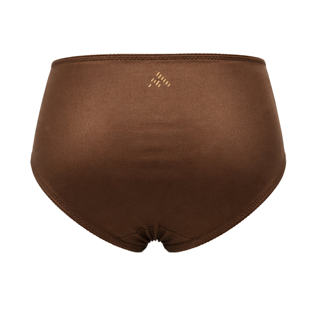 MAROON Find My Skin Tone Nylon Spandex High Rise Briefs Soft Stretchy Full Coverage High Waist Hold Zero Roll Grip Vanishing Waistband Hipster Pack of 2 Panties. Caramel,Chocolate