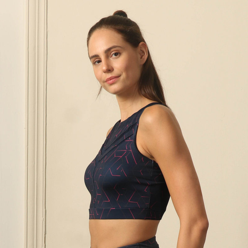 SOIE Woman - Medium Impact Quicky Dry Padded Sports Bra with Racerback and Mesh Detailing - Sports Bra -for Women