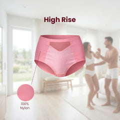 MAROON Rise Luxe Find My Skin Tone Nylon Elastane High Rise Briefs Soft Stretchy Full Coverage High Waist Hold Zero Roll Grip Vanishing Waistband Hipster Pack of 2 Panty Combo