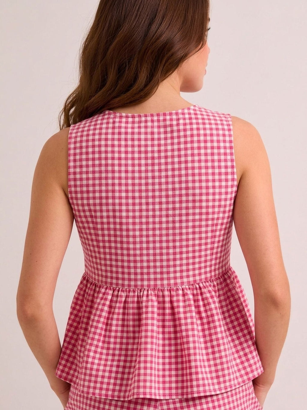 Summer Checks Peplum Top and Pyjama Set