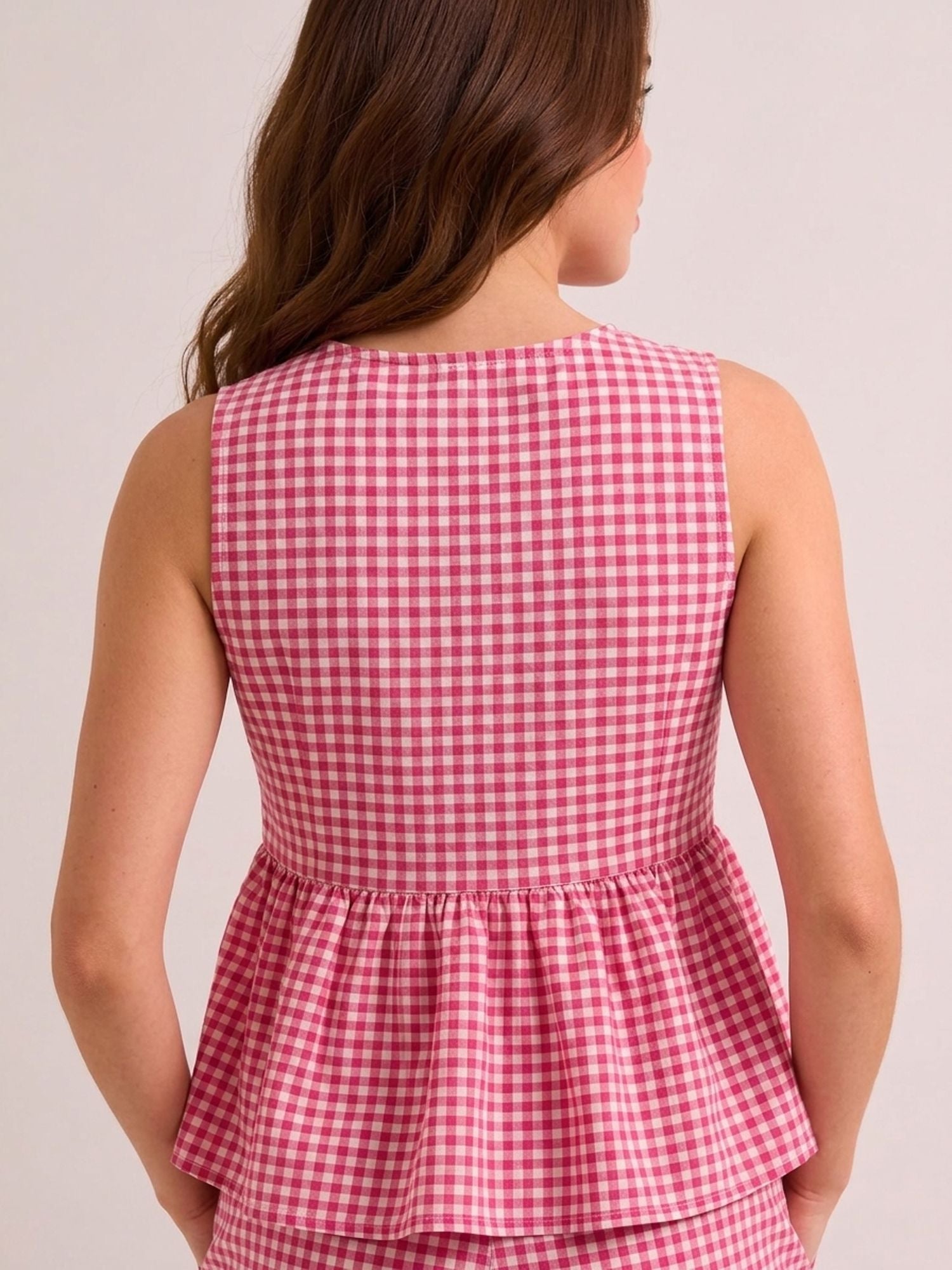 Summer Checks Peplum Top and Pyjama Set