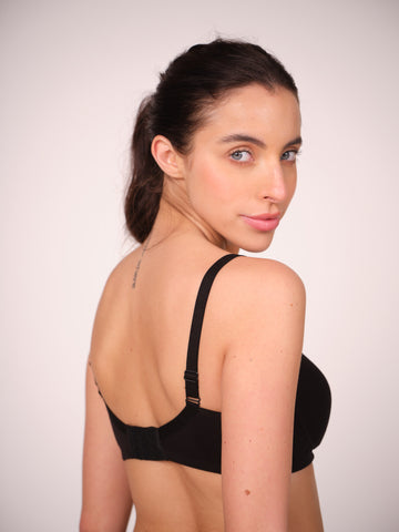 Munns & Mars Pack of 2 Cotton Lightly Padded T-Shirt Bra Dark Purple and Black