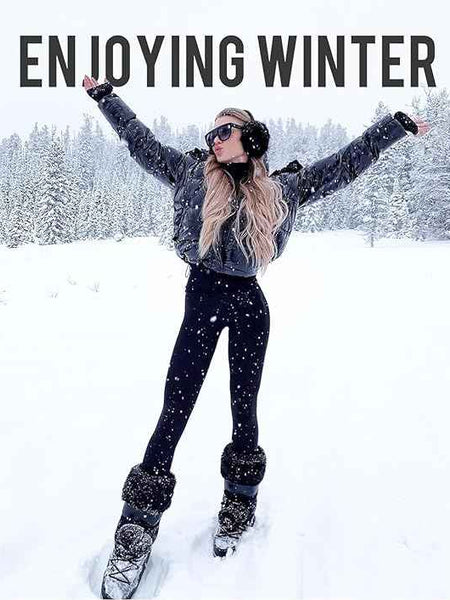 Women Black Winter Fur Warm Fleece-Lined Thermal Stretchable Stockings for Cold Weather Thermal Bottom.