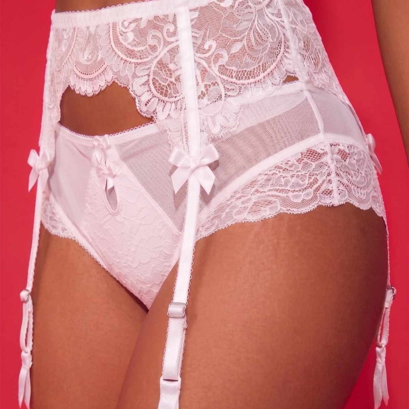 White Lace Garter Belt with Adjustable Straps