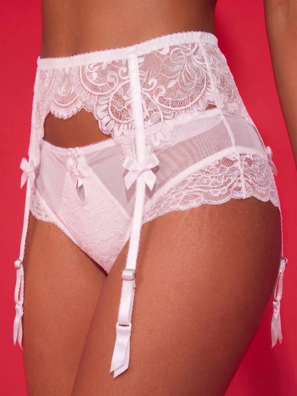 White Lace Garter Belt with Adjustable Straps