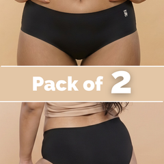 2 Pack - Black Mid-waist Seamless Underwear