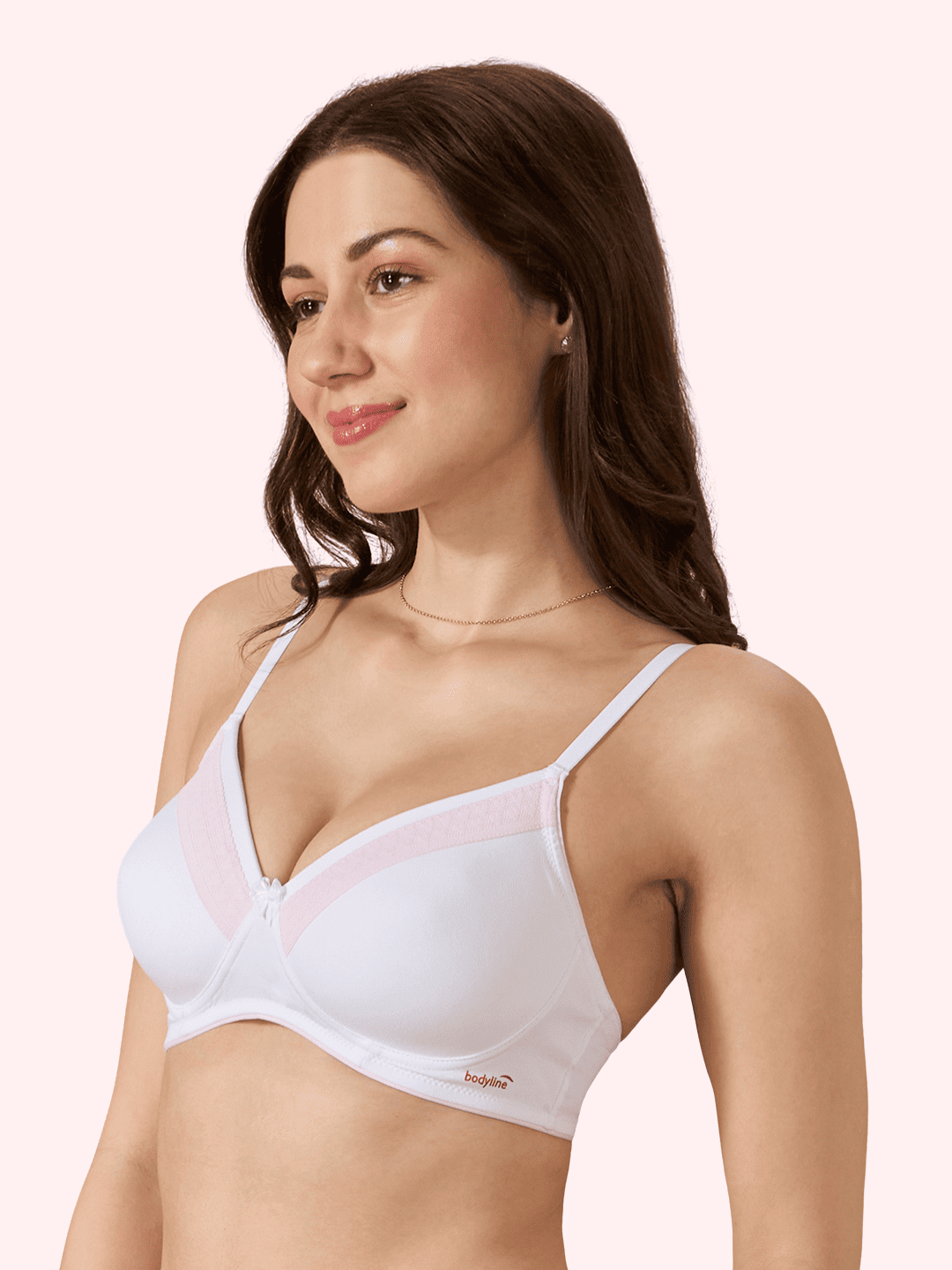 Valentine Cotton Bra – Lightly Padded, Wire-Free, Seamless Full Coverage T-Shirt Bra with Lace Trim