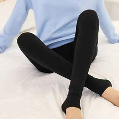 Slim Fit Black Thick Warm High Waisted Premium Fleece Lined Thermal Leggings for Women