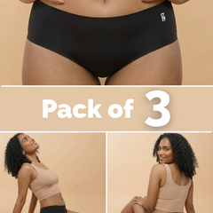 3 Pack - Black Mid-waist Seamless Underwear
