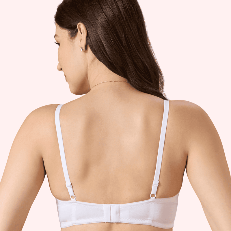 Valentine Cotton Bra – Lightly Padded, Wire-Free, Seamless Full Coverage T-Shirt Bra with Lace Trim