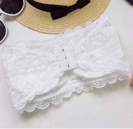 Women Lace Full Coverage Padded Non-Wired Tube Bandeau Bra