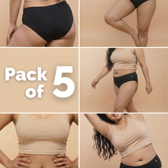 5 Pack - Black Mid-waist Seamless Underwear