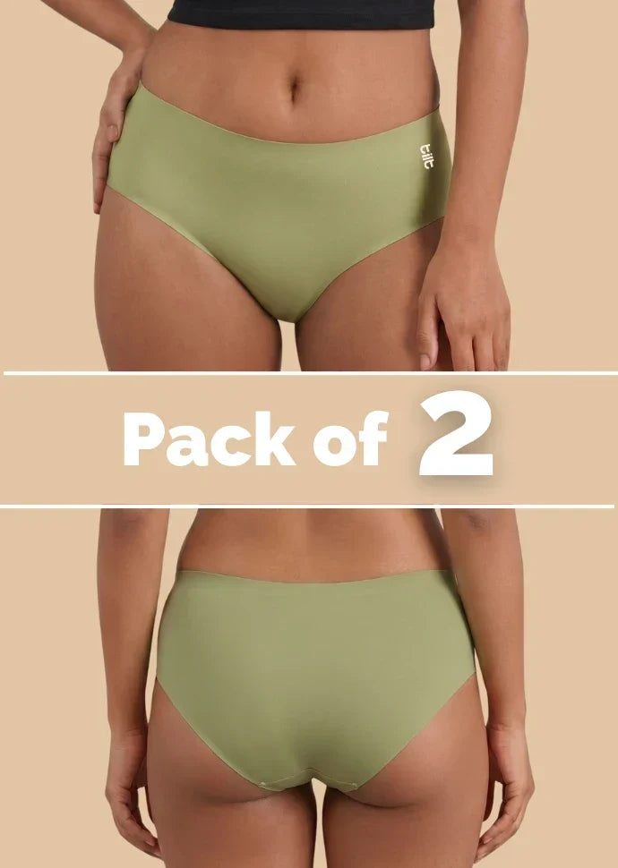2 Pack - Green Mid-waist Seamless Underwear