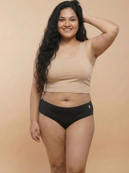 Black Mid-waist Seamless Underwear