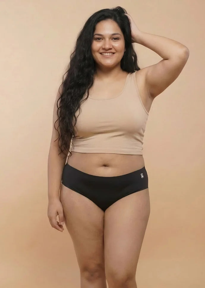 5 Pack - Black Mid-waist Seamless Underwear