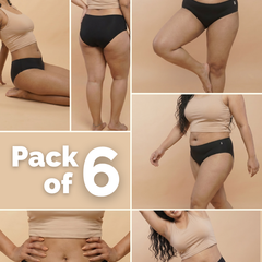 6 Pack - Black Mid-waist Seamless Underwear