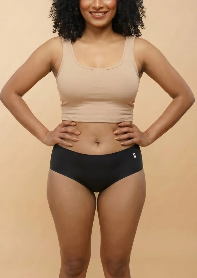 2 Pack - Black Mid-waist Seamless Underwear
