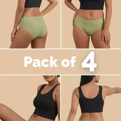 4 Pack - Green Mid-waist Seamless Underwear