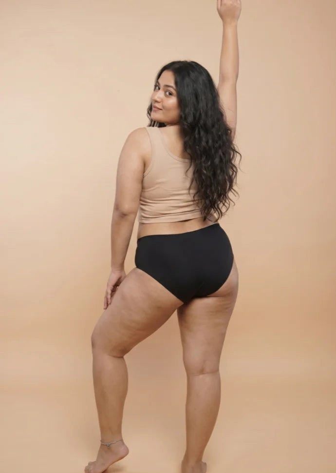 4 Pack - Black Mid-waist Seamless Underwear
