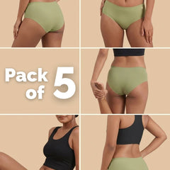 5 Pack - Green Mid-waist Seamless Underwear