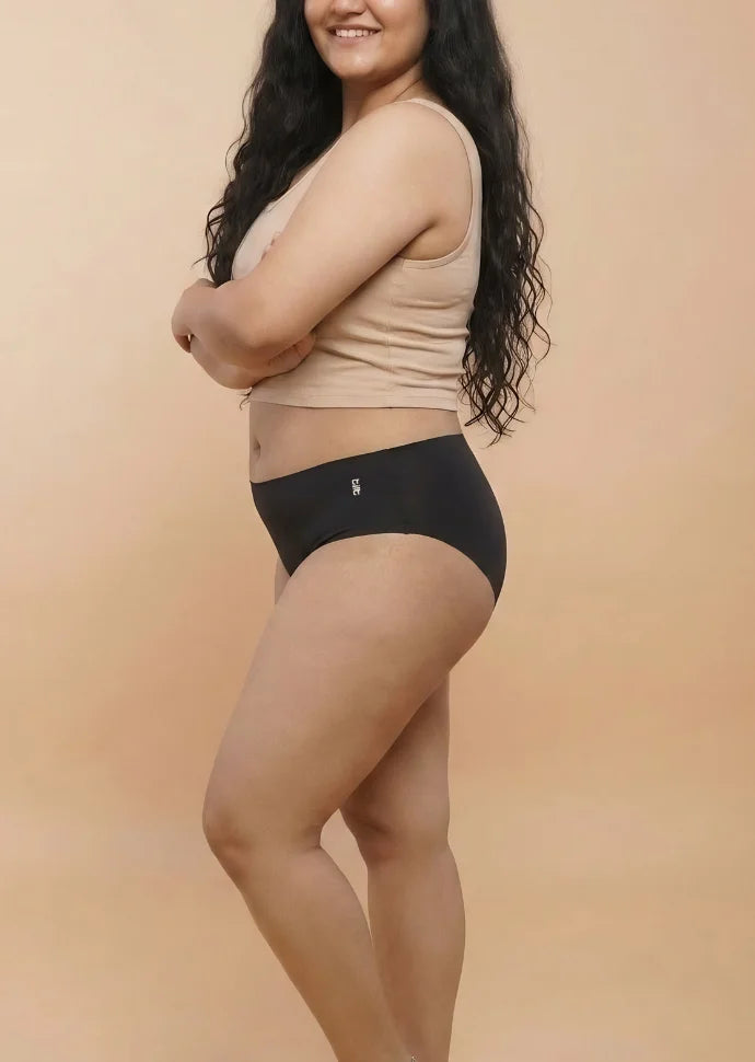 4 Pack - Black Mid-waist Seamless Underwear