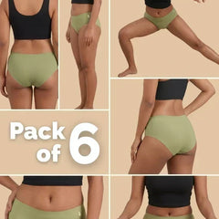 6 Pack - Green Mid-waist Seamless Underwear
