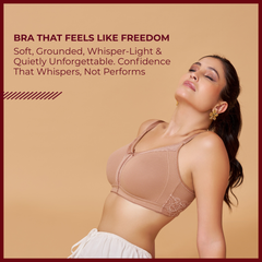 MAROON Warm Taupe Seamless Non-Padded Non-Wired Full Coverage Everyday Bra for Women