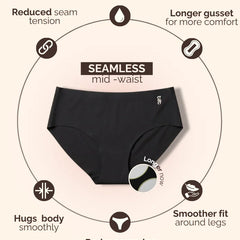 Black Mid-waist Seamless Underwear