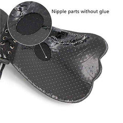 Brachy Black Sticky Adhesive Silicone Invisible Push Up Backless Strapless Bra