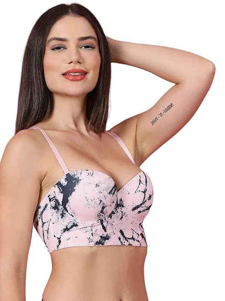 Brachy Women's Pink Underwired Lightly Padded Bralette Multiway Bra