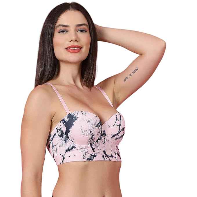 Brachy Women's Pink Underwired Lightly Padded Bralette Multiway Bra