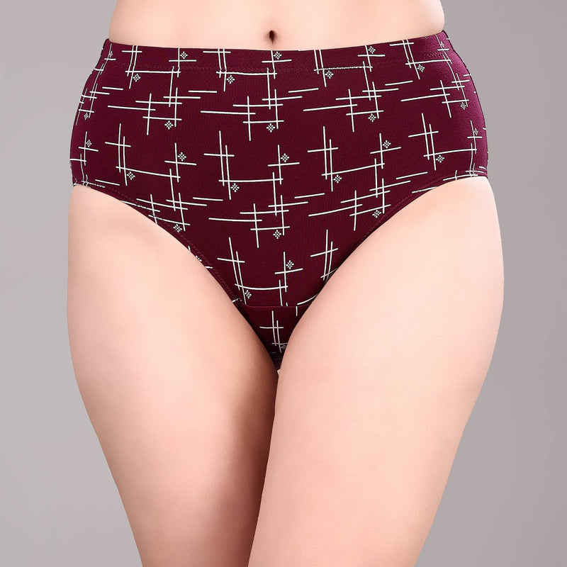 SOIE Woman - High Waist Full Coverage Printed Cotton Briefs (Assorted Pack of 3) - Panty -for Women
