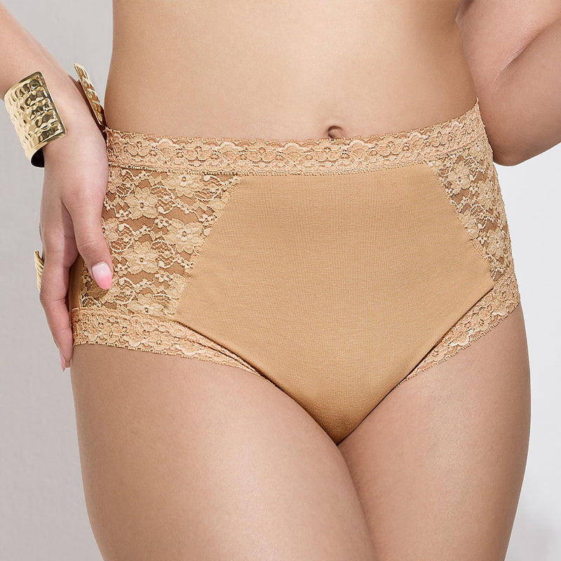 MAROON Veil High Shorts Find My Skin Tone Cotton Elastane High Rise Briefs Soft Stretchy Full Coverage High Waist Hold Zero Roll Grip Vanishing Waistband Hipster Pack of 2 Panty Combo