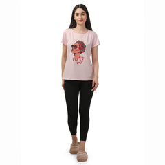 SOIE Woman - Half Sleeve Printed Soft Cotton Modal Lounge T-shirt - -for Women