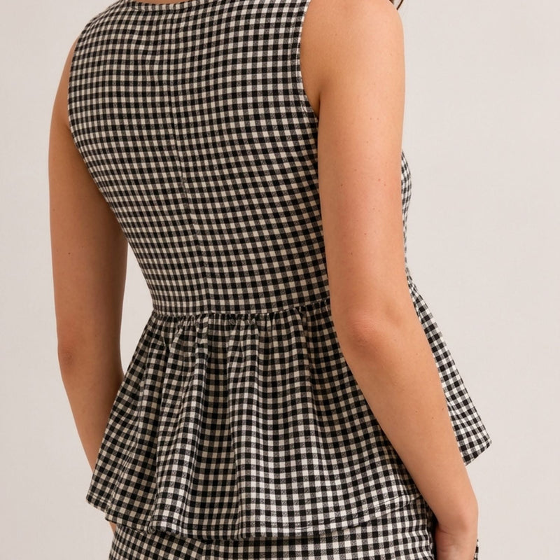 Summer Checks Peplum Top and Pyjama Set
