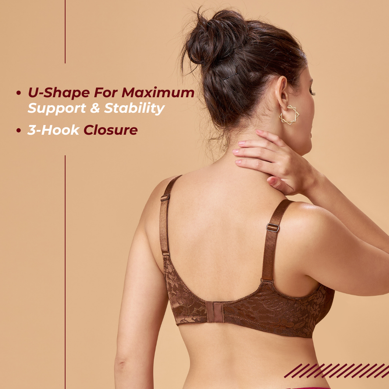 MAROON Mocha Seamless Non-Padded Non-Wired Minimizer Full Coverage Bra for Women