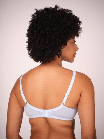 Munns & Mars Pack of 2 Cotton Lightly Padded T-Shirt Bra Sky Blue and Black