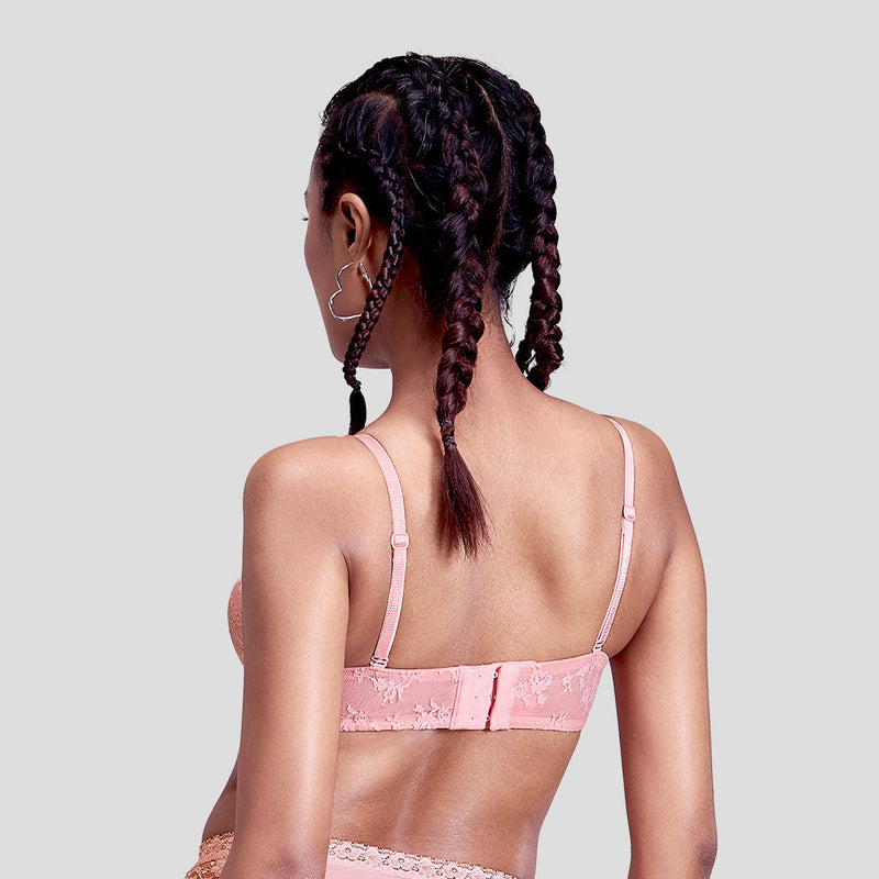 MAROON Demi Affair Find My Skin Tone Demi Cup Seamless Padded Partywear Strapless Silicon Firm Hold Half Coverage Soft Concealed Underwire Women Balconette Bra - Strawberry