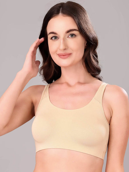 SOIE Woman - Non Wired Non Padded Full Coverage Low Impact Slip on Sports Bra - Lounge Bra -for Women