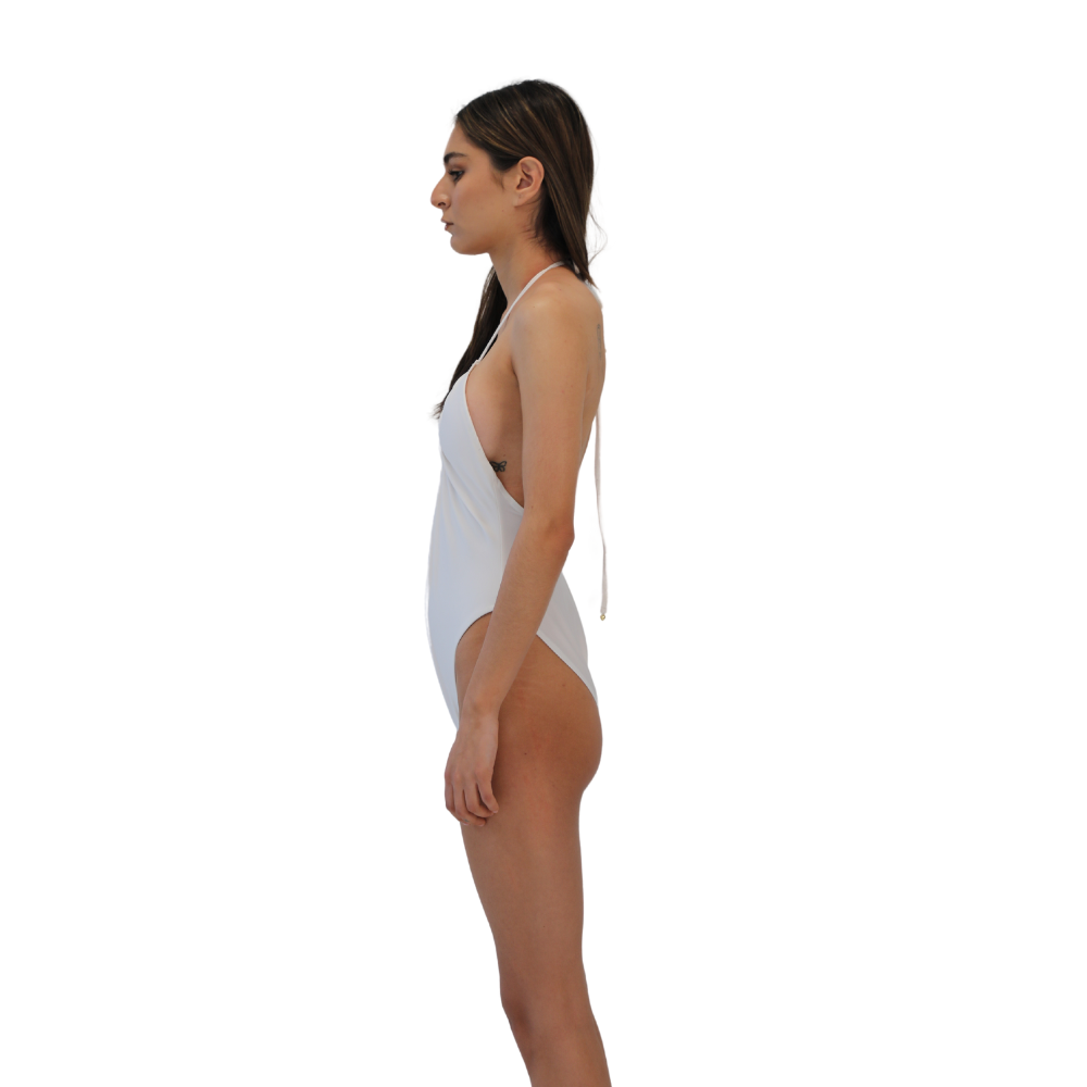 Scoop neck ruched one piece