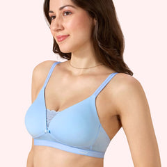 Cove Everyday Cotton Bra – Lightly Padded, Wire-Free, Lace Front, Designer Straps & Full Support Underband