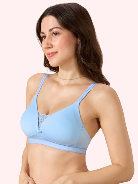 Cove Everyday Cotton Bra – Lightly Padded, Wire-Free, Lace Front, Designer Straps & Full Support Underband