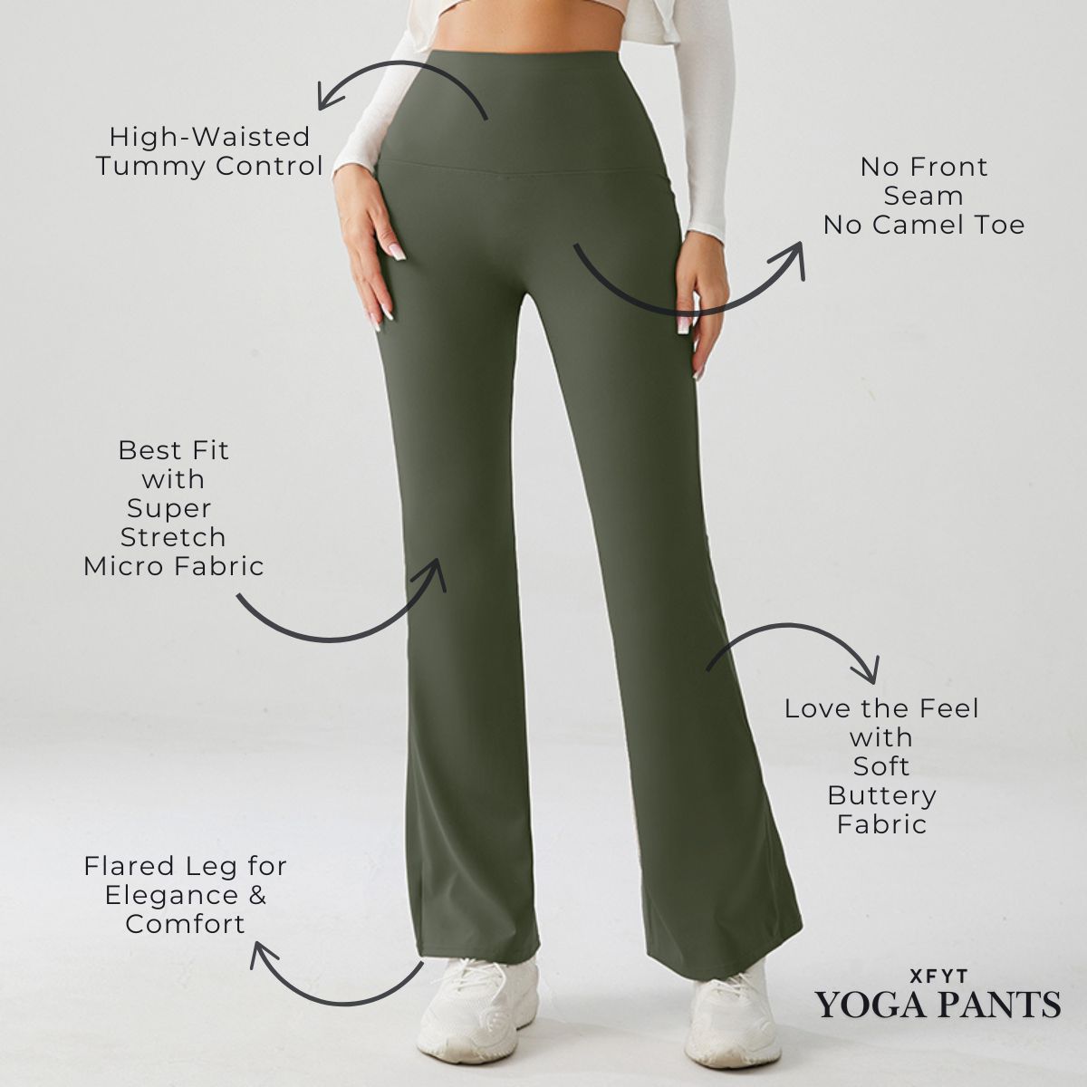 Forest Green High Rise Flare Yoga Pants