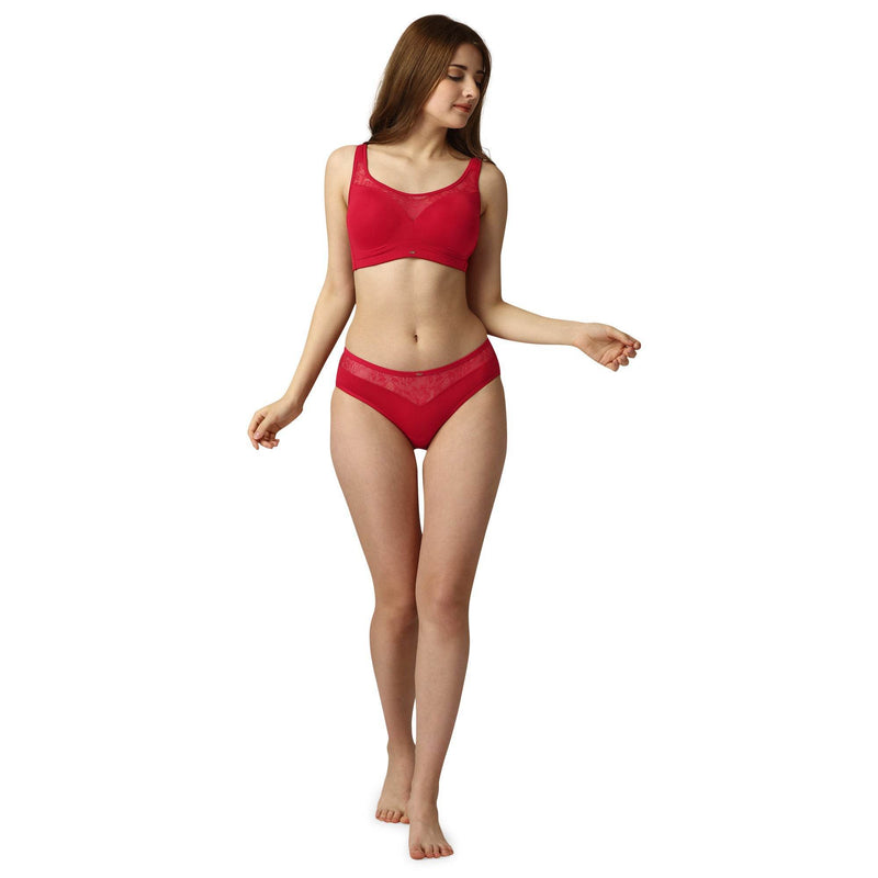 SOIE Woman - Full Coverage Padded Bra and Mid Rise Brief With Lace Detailing - -for Women