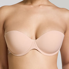 MAROON Free Transparent Belt Strapless Seamless Silicone Invisible Bra Breast Lifting Dress Half Coverage Nylon Lightly Padded Transparent Back Underwire Stick-on Bra. Nude