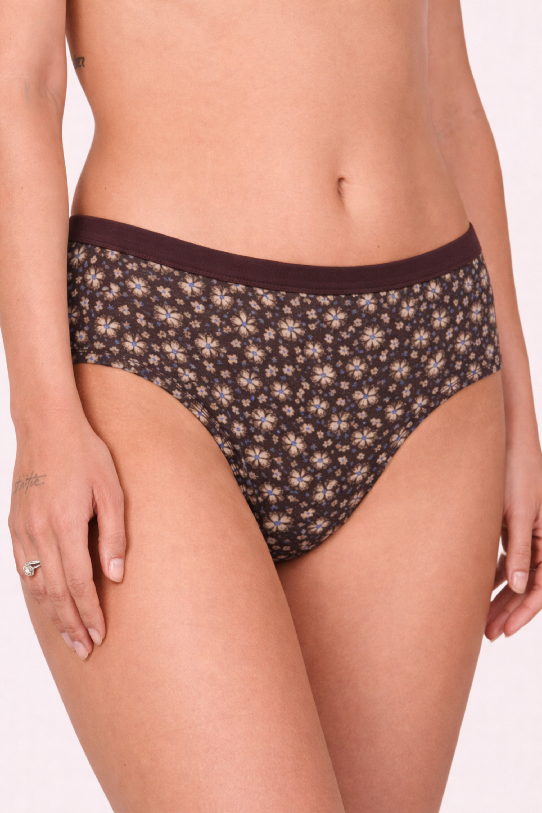 Mid Waist Hipster Panty With Outer Elastic Bundle Of 3 (Printed: Pink|Brown|Peach)