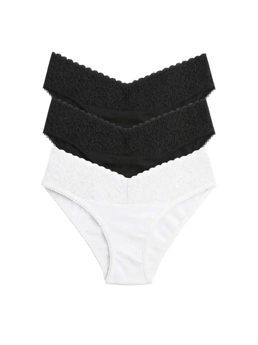 Mid Waist Bikini Panty with Lace  (Pack of 3)
