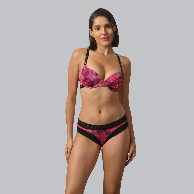 Mid Rise Lace Back Printed Cheekini Panty