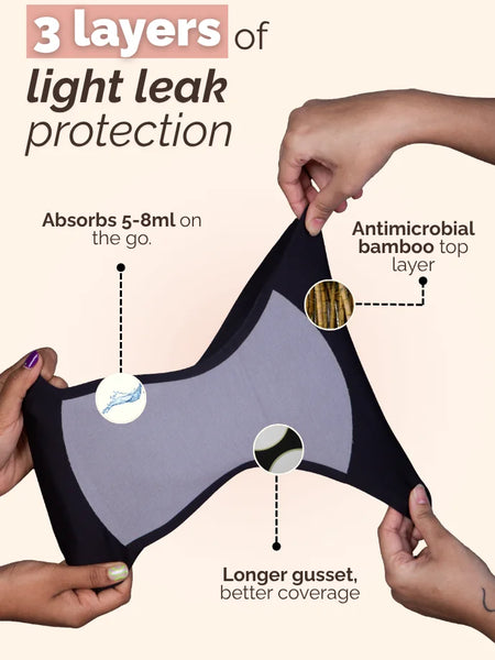 4 Pack - Black Mid-waist Seamless Underwear